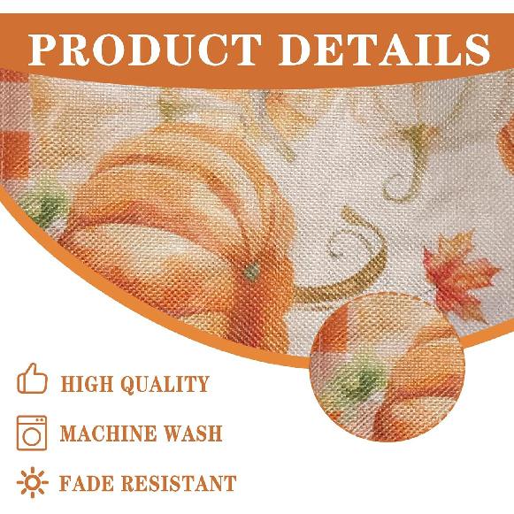 Pumpkin Fall Table Runner, Autumn Thanksgiving Pumpkin Kitchen Dining Table Decoration, Holiday Party Decor, 13x72 Inch