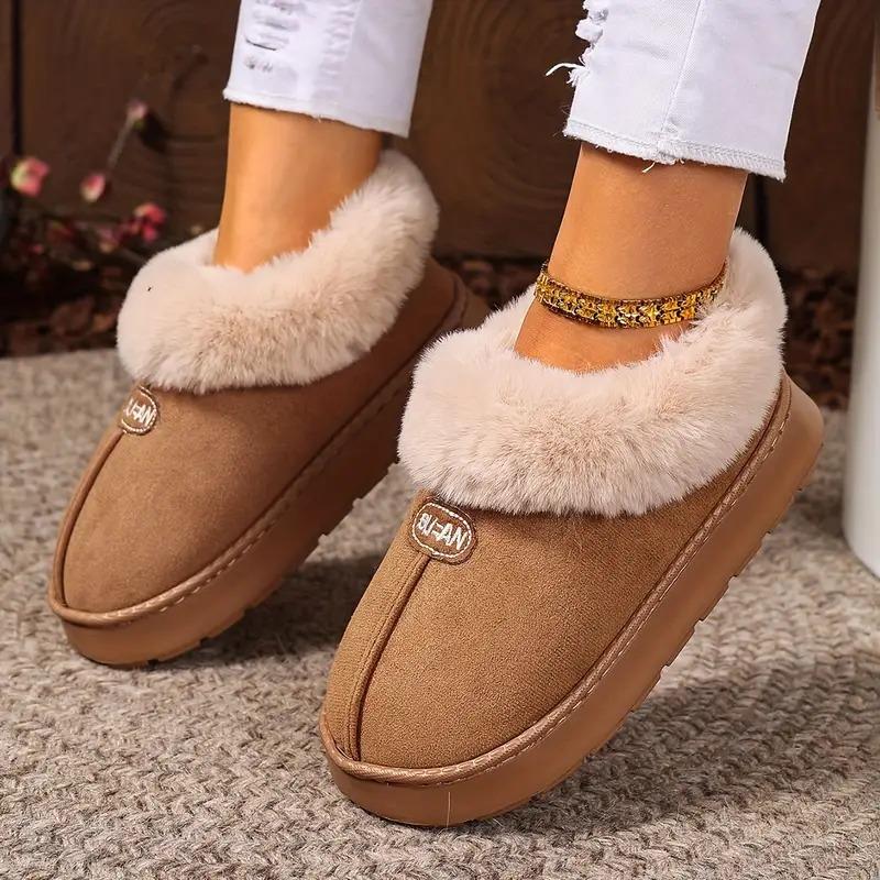 

Женские теплые зимние сапоги на плоской подошве из искусственного меха, новые зимние легкие ботильоны без застежек, женские удобные нескользящие хлопковые туфли без застежек 40-41 коричневый
