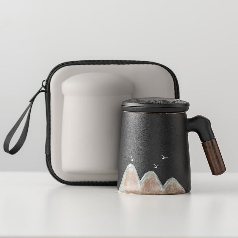 

Yipan Hand-Painted Ceramic Filter Mug with Lid & Travel Pouch