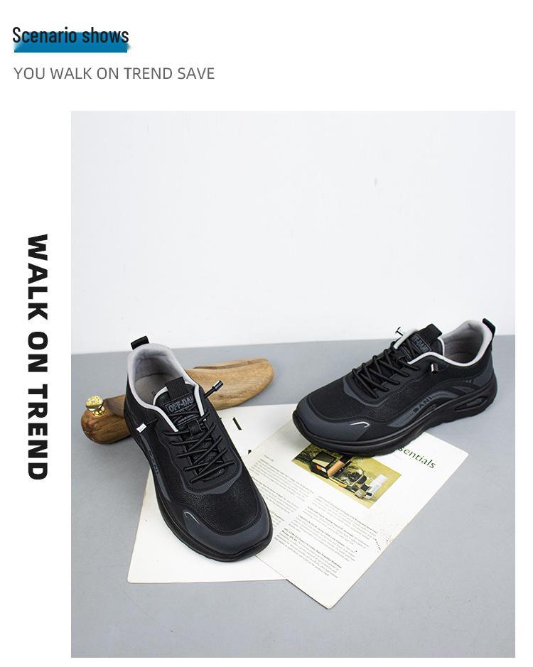 Automne/Hiver Chaussures de Course Décontractées d'Extérieur à Semelles Épaisses Noires pour Homme - Imperméables & Polyvalentes