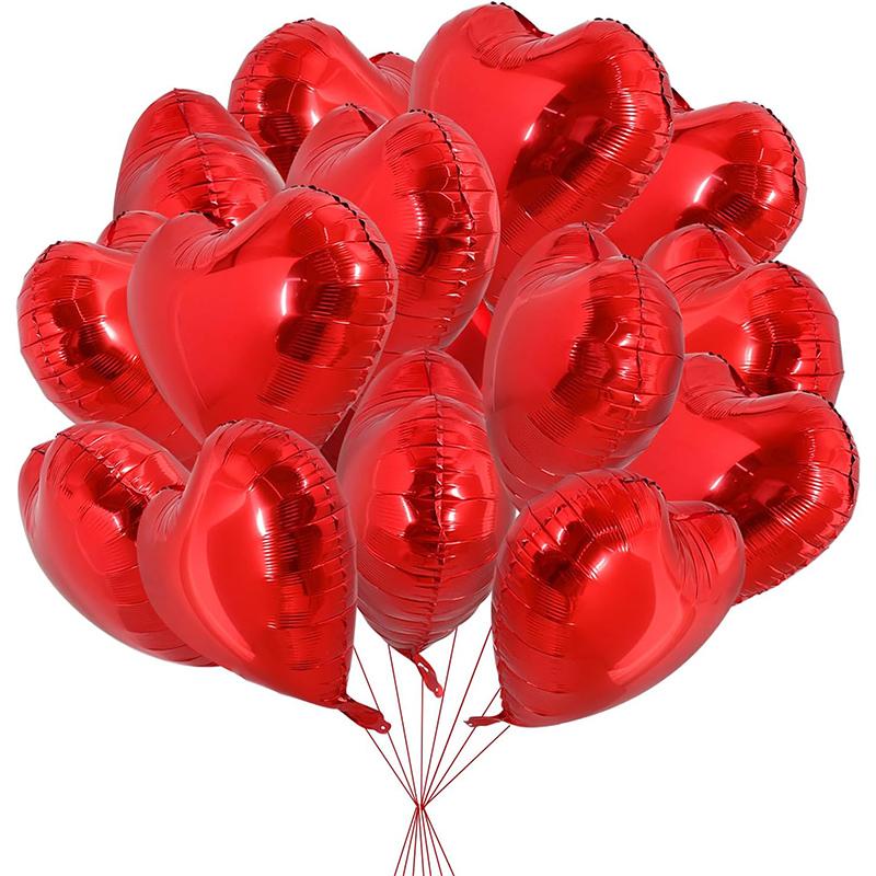 5/100Pcs 18inch Red Love Heart Shape Foil Balloons Wedding Decoration Birthday Party Gift Home Room Decor DIY Aluminum Air Balls