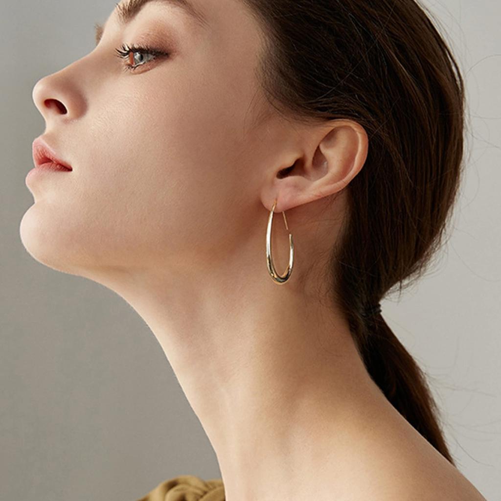 CARLIDANA Glossy Minimalist Water Drop Design Hoop Earrings Stainless Steel Gold Plated Jewelry Vintage Elegant Style For Women