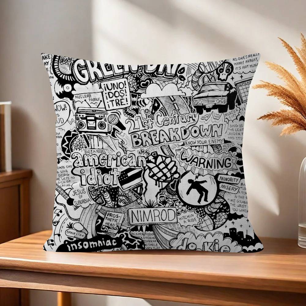 GGreen DDay Band Album Pillowcases Home Bedding Decorative Pillow Cover Wedding Super Soft Pillow Case