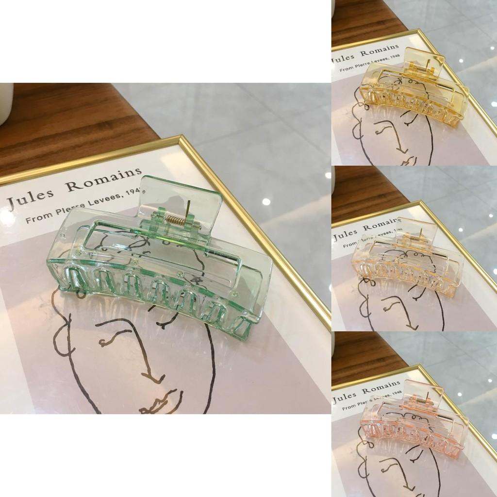 Stylish Korean Jelly Color Square Transparent Hair Claw Clip For Women In Soft Tones