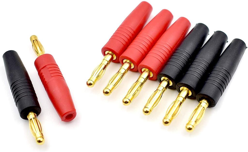 5 Pairs 4mm Banana Connectors for RC LiPo Batteries | Gold-Plated | Compatible with WLtoys 144001, Battery Case | Red and Black | Plastic