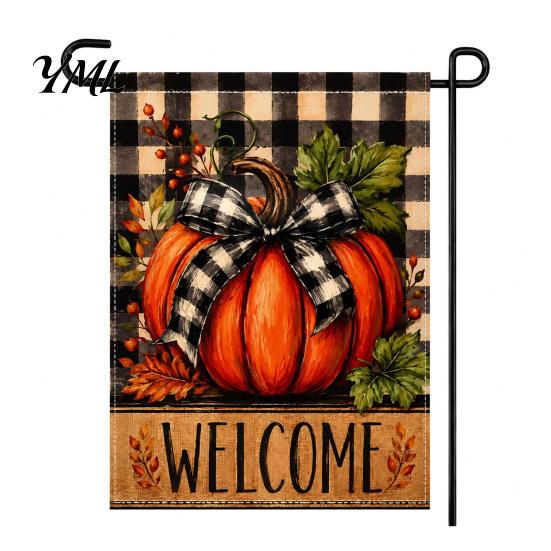 Decorative Pieces for Front Wall Stacked Pumpkin Garden Flag, Burlap Look Fall Outdoor Decor, Accents Indoor Double Sided Holiday Yard Banner,