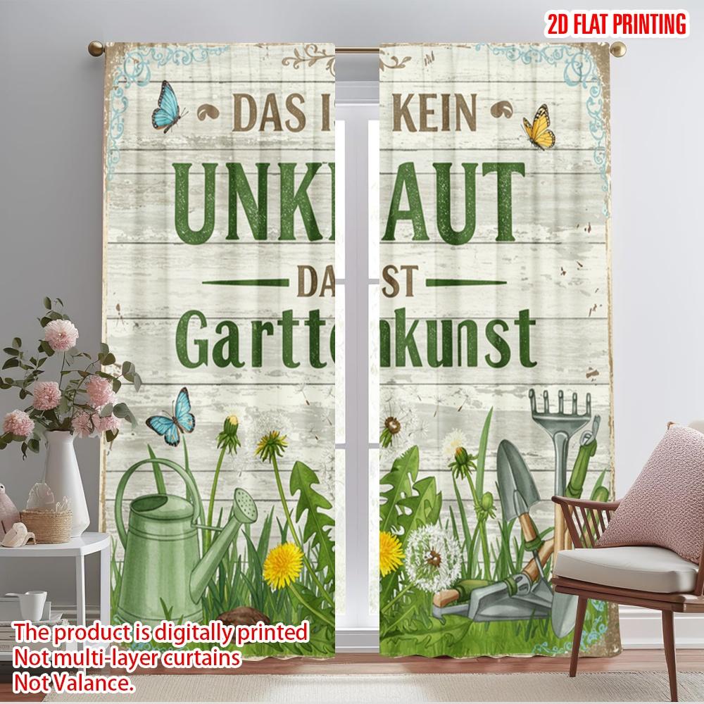 

2pcs 2D flat printing Curtain Garden Dandelion Bloom Polyester Without Electricity Holiday Decorations Perfect for Outdoor and 52.50×116.00 CM 2pcs