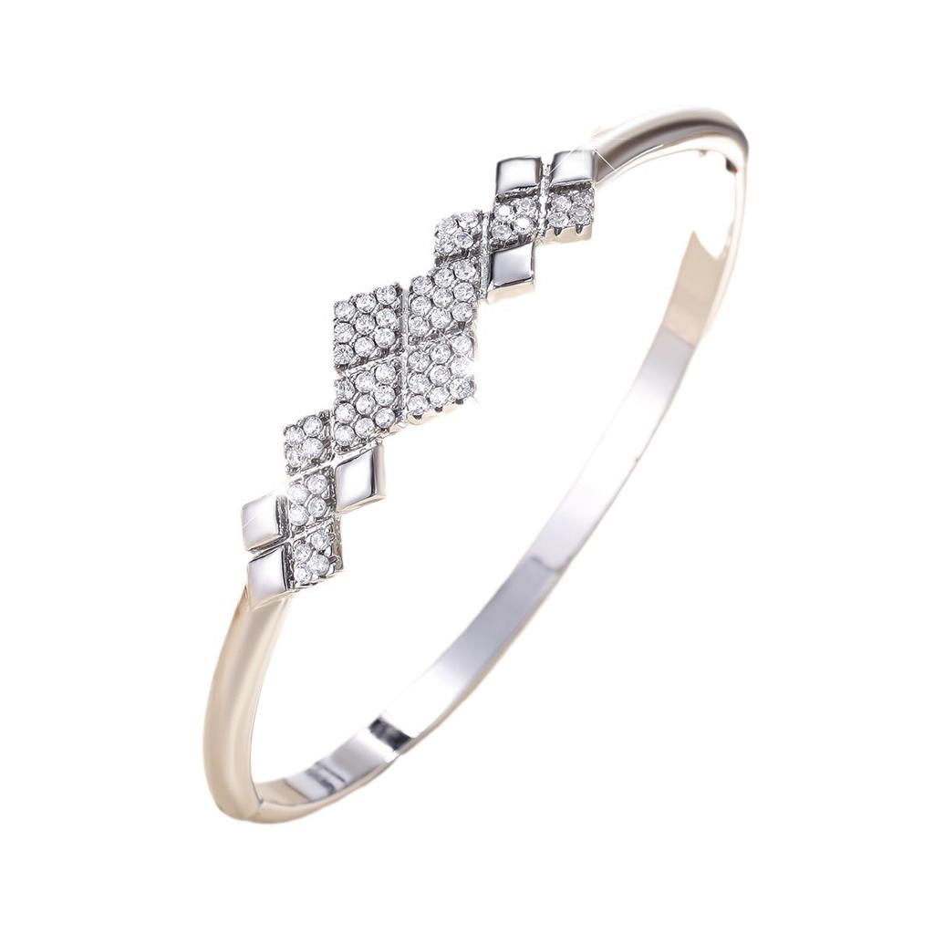 Fashionable Diamond-shaped Full Zirconium  Temperament and Versatile Light Luxury Bracelet