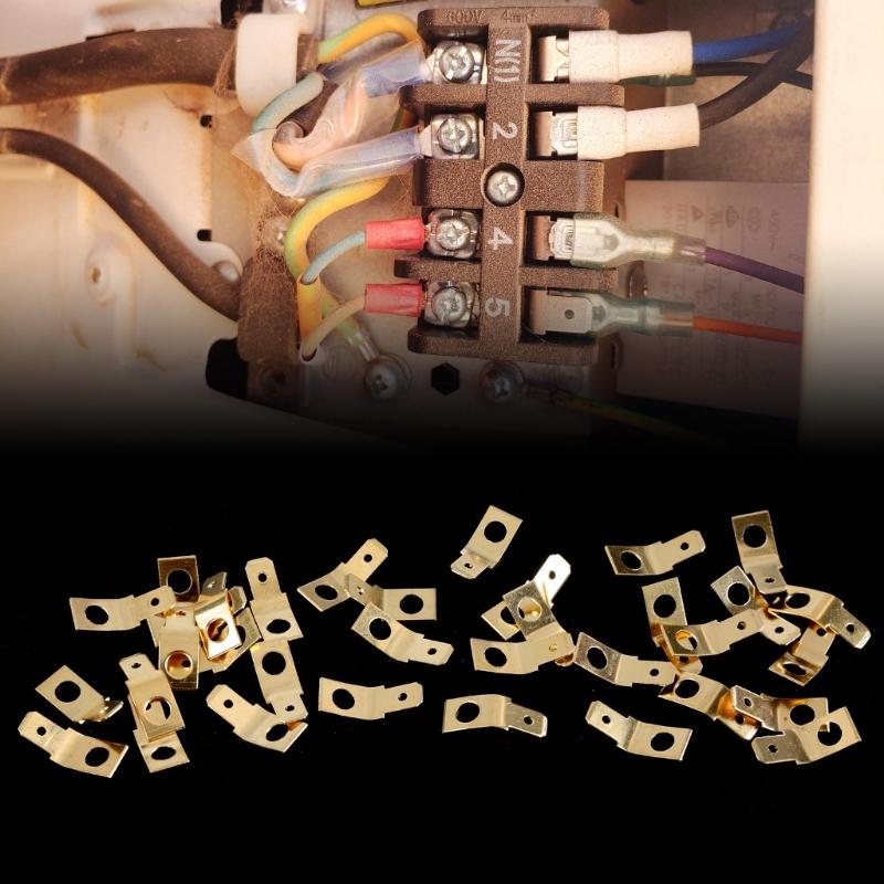 100pcs Brass Solderless Wire Connectors Male Spades Rings Crimps Electrical Supplies Brass Quick Disconnect Adapters Set