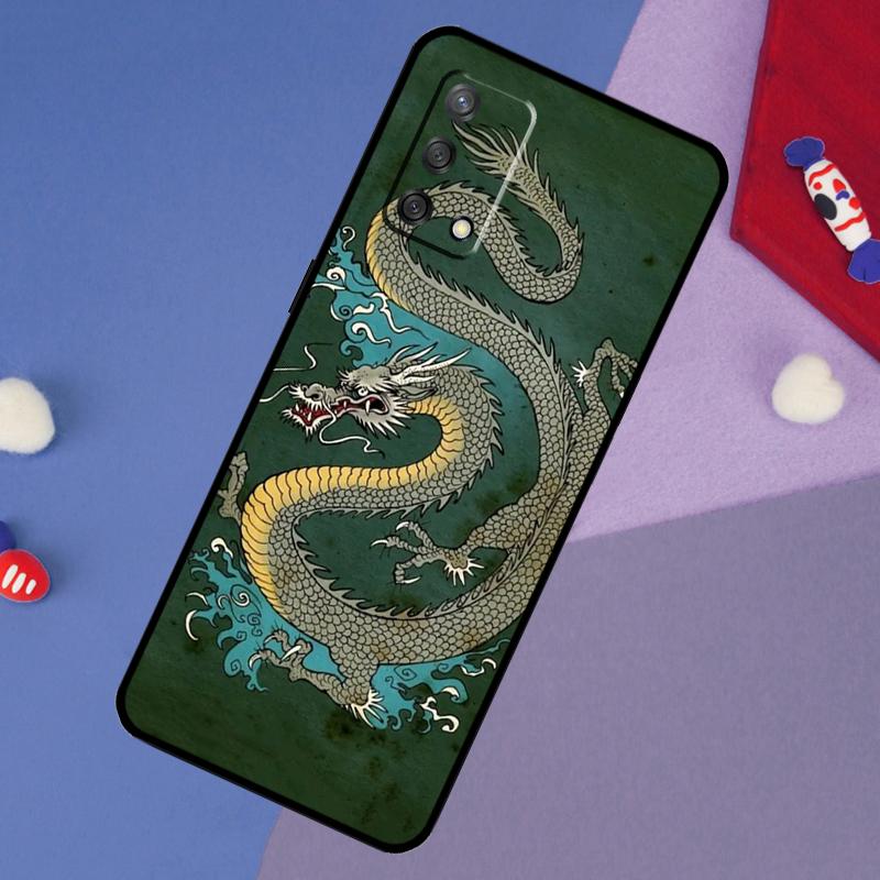 Chinese Style Crane Dragon Case For Oppo A17 A60 A40 A80 A16 A76 A96 A98 A58 A78 A18 A38 A57 A74 A54 A94 A15 A5 A6 Pro