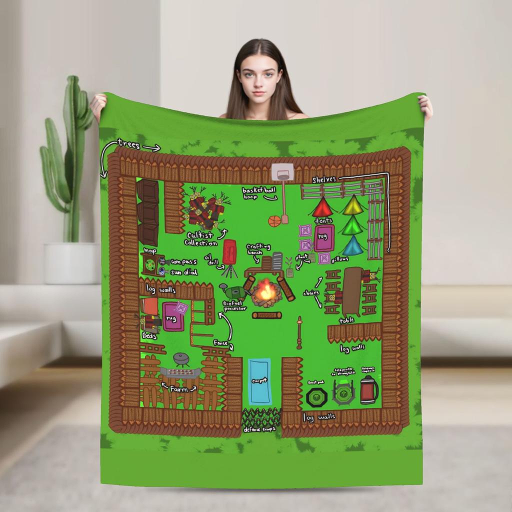 99 Nights in the Forest Base Ideas Blankets Survival Game Flannel Novelty Breathable Throw Blankets for Home All Season Office