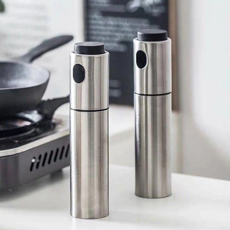 Oil Sprayer 100ml Stainless Steel Olive Oil Spray Bottle Dispenser Kitchen Gadget Accessories for Air Fryer Cooking BBQ Salad