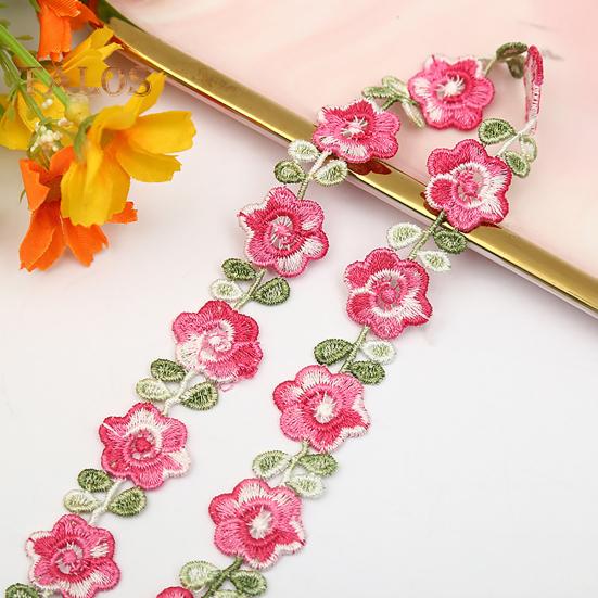 Flower Lace Trim Ribbon Vibrant Color Widely Used DIY Crafts Embroidered Crochet Lace Trim Fabric Decorations for Sewing