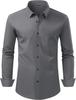 Men Solid Long Sleeve Dress Shirt with Black Buttons, 4-Way Stretch Wrinkle Free Business Formal Shirt, Cross-border Hot Selling Shirt
