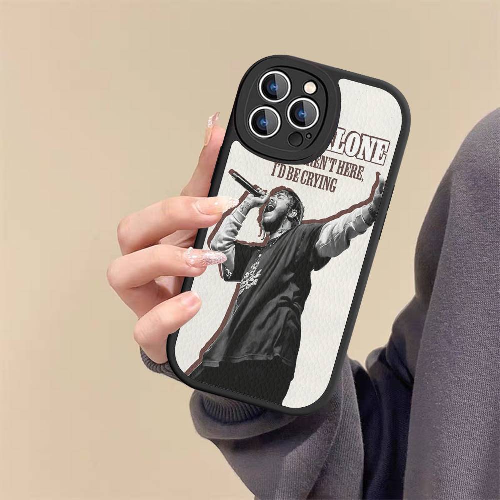 P-post M-Malones singer For iPhone 16 15 14 16E 13 12 11 Pro Max Plus Phone Leather Case