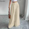Lässige, einfarbige, lockere Hose mit weitem Bein für Damen