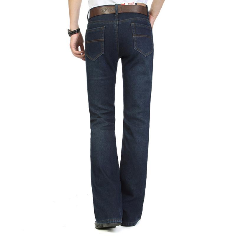 Men's Winter Plus Velvet Big Flared Jeans Boot Cut Leg Flared Loose Fit High Waist Male Designer Classic Denim Jeans