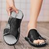 Fashion Men's Leather Personalized Double Buckle Slippers Fashion Luxury Brand Outdoor Sandals Handmade Designer Casual Shoes Walking