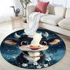 Cute Cow Round Area Rug,Carpet Rug for Living Room Bedroom Sofa Playroom Decor,Non-slip Floor Mat