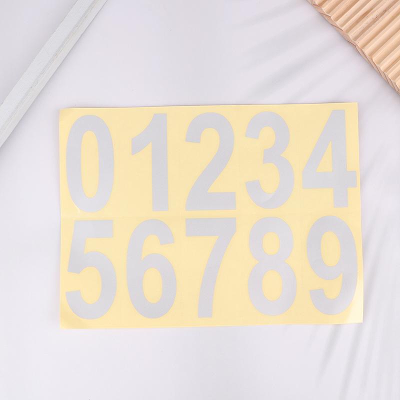 0-9 Car License Plate Reflective Number Label Stickers Waterproof Invisible Number Stickers Highly Reflective Vinyl Sticker