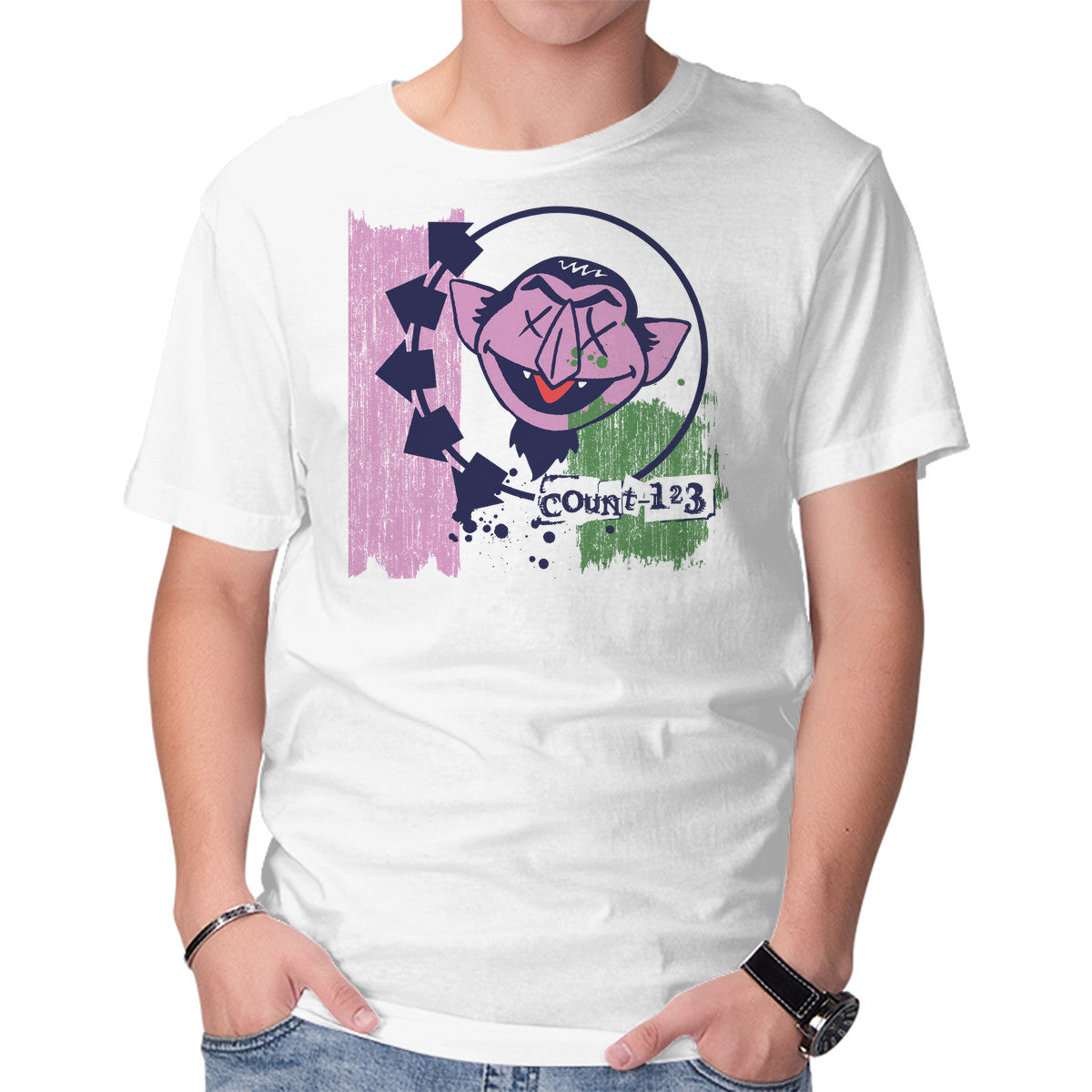 Unisex Crew Neck T-Shirt Count-123 Graphic Short Sleeve Casual Tee L