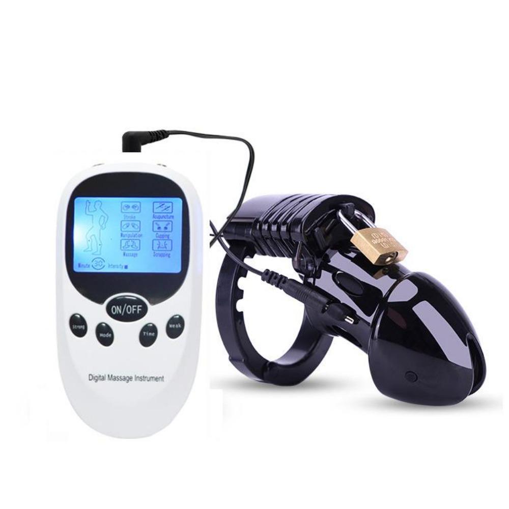 Electro Shock CB6000 Male Chastity Cage Ball Stretcher,Electric Shock Cock Cage Penis Ring, Timer Lock Chastity Belt Sex Toy
