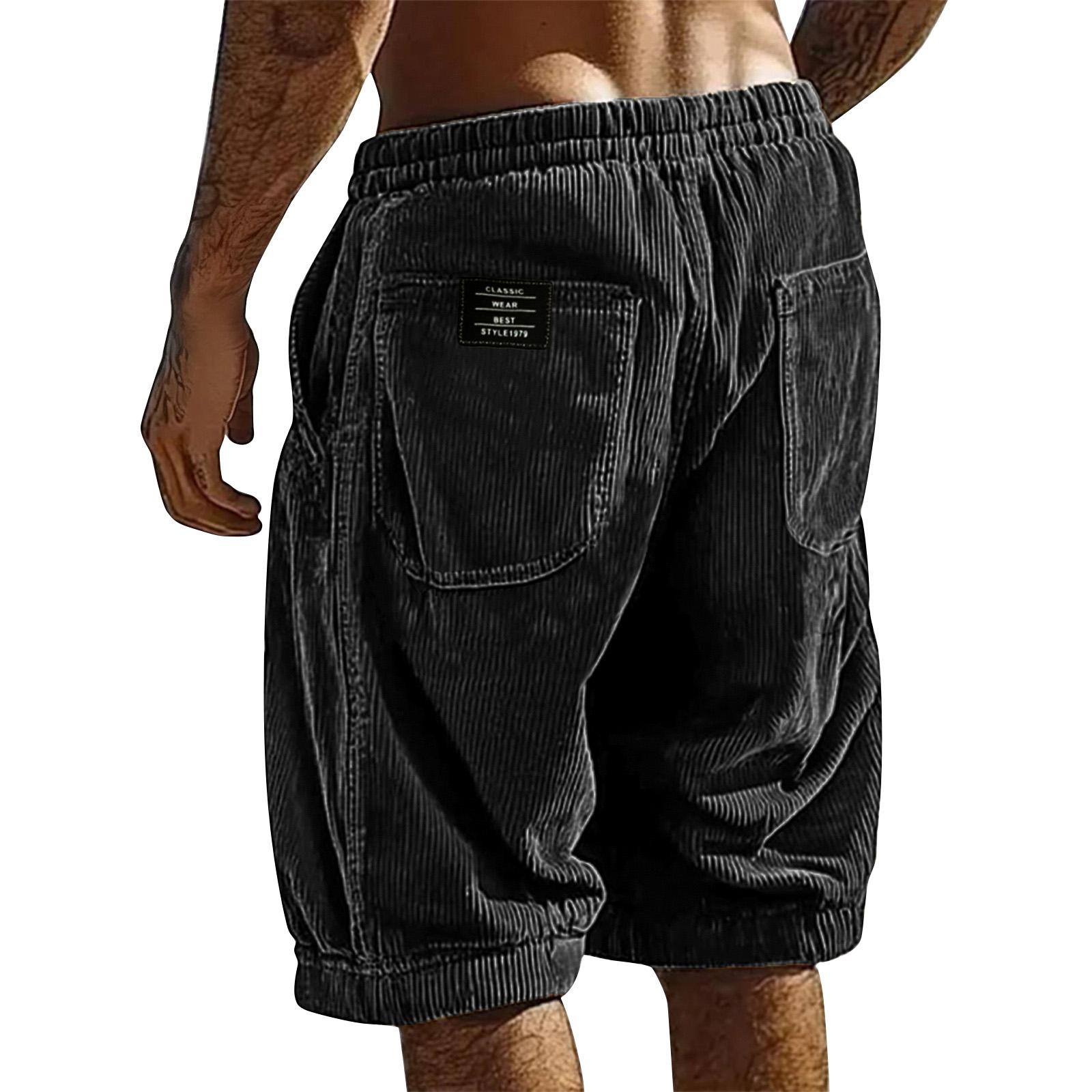Mernfsn Zomerse Gestreepte Atletische Shorts voor Mannen Casual Shorts met Meerdere Zakken voor Mannen XL zwart