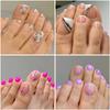 24 Pièces French Tip Paillettes Papillon Faux Ongles d'orteil Avec Colle Amovible Acrylique Press On Astuces Nail Art pour Orteils