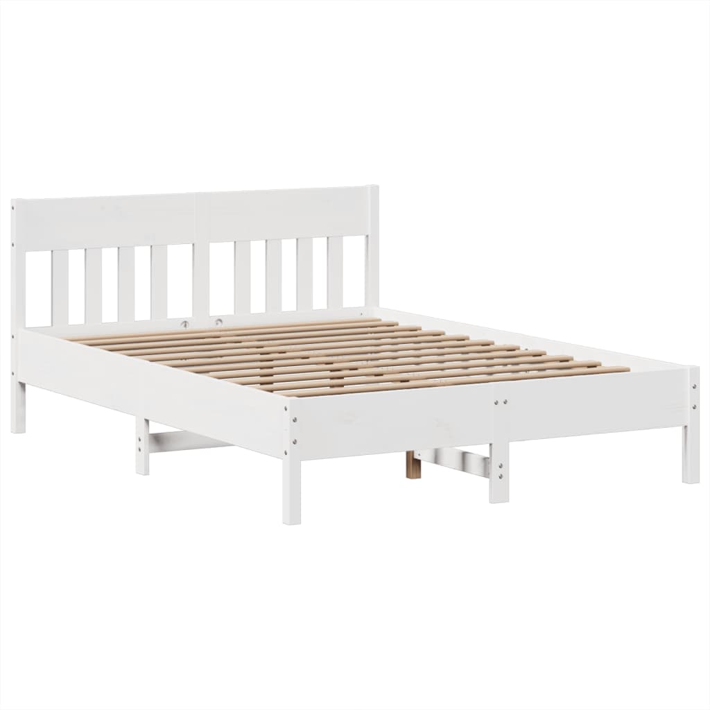 Solid Wood Bed Without Mattress White 140 X 190 Cm Pine Wood