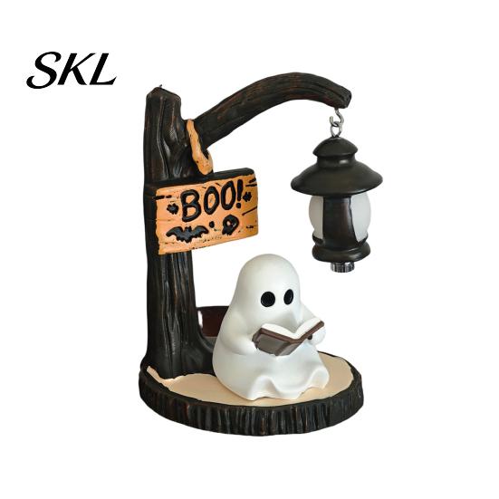 Halloween Ambient Lighting Witch/Ghost LED Lamp, Gothic Resin Ornament with Warm Light for Home Decor Decor, Desktop Spooky Night Party Glow Lamp