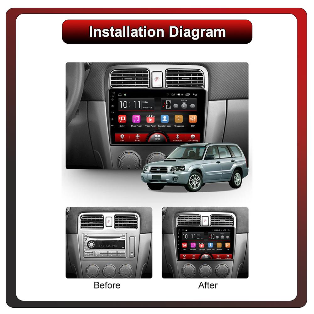 2Din Android Car-Play Car Radio,Subaru Forester II 2002-2007,Multimedia Player Head Unit Stereo GPS Navigation BT WIFI,1+16GB