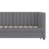 Guest Bed Upholstered 90x200cm, Pull-Out Sofa Bed, Multifunctional with Slatted Pillow Frame, Youth Beds Children Beds, Velvet Fabric Gray Double