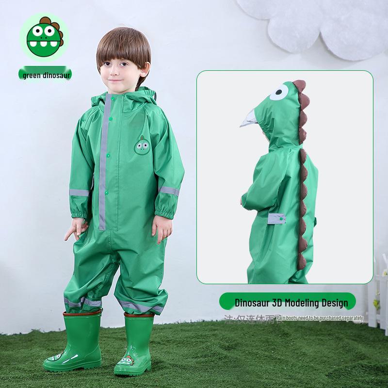 Dinosaur Raincoat: Waterproof, Hooded, Reflective Poncho for Kids & Babies (Unisex, Thick)