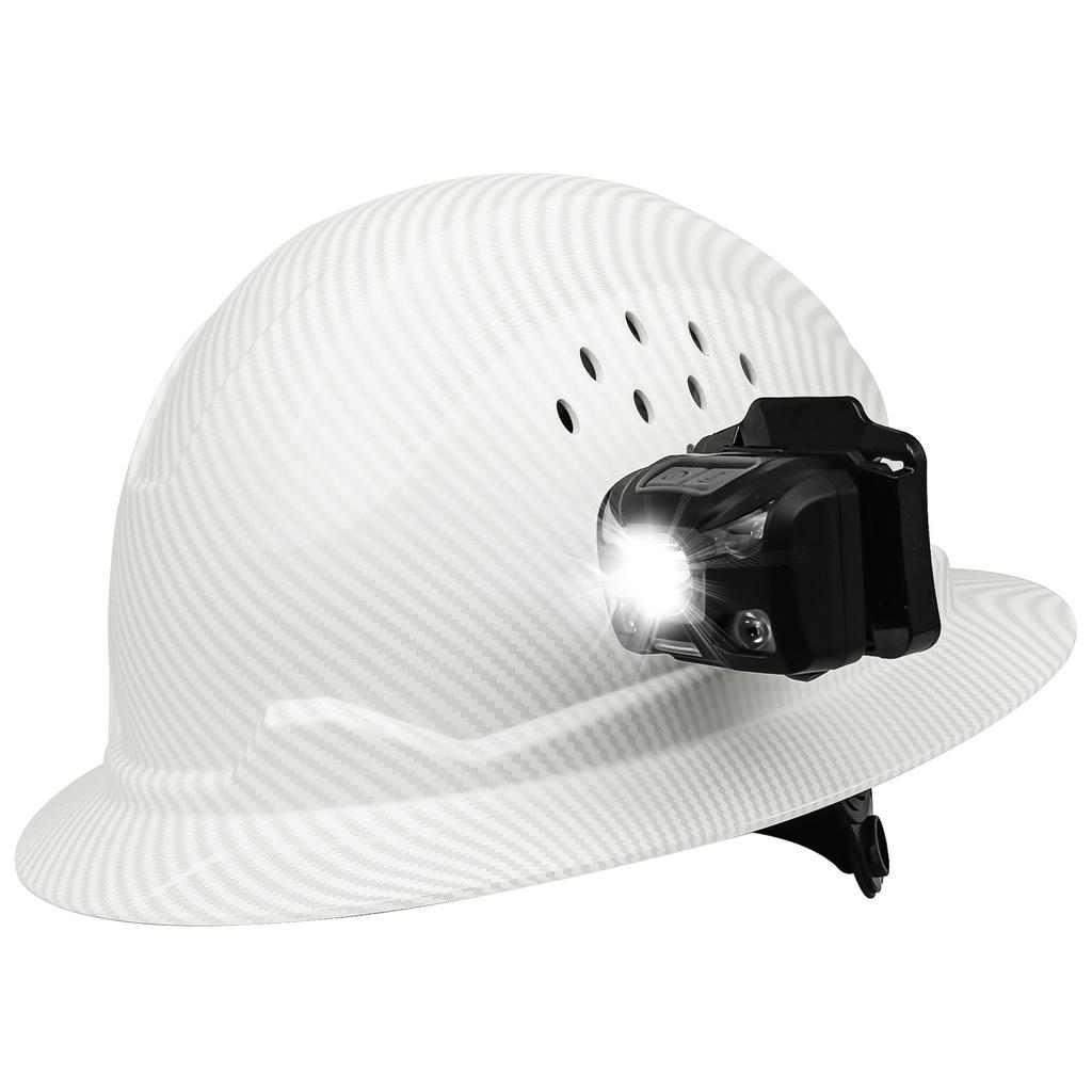 Large Brim Hard Hat with Headlamp Anti-smash Breathable Construction Site Construction Sunscreen Helmet