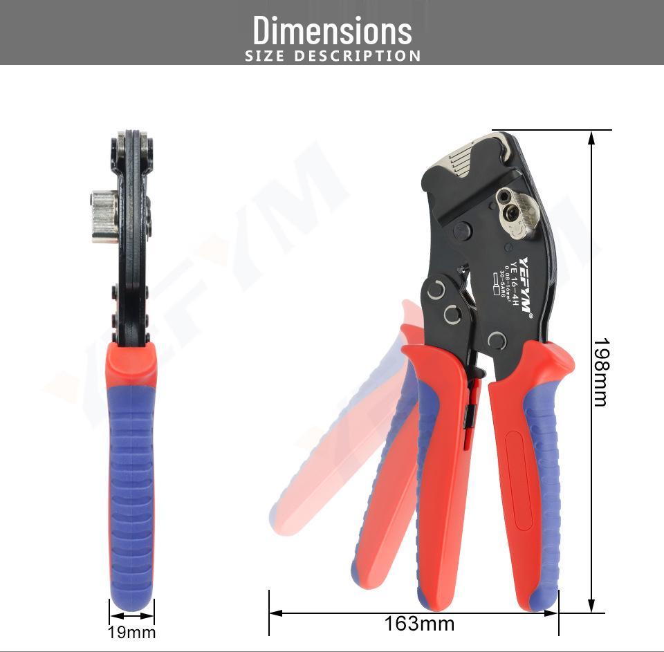 YEFYM 16-4H Manual Adjustable Terminal Crimper, 0.08-16mm² Capacity