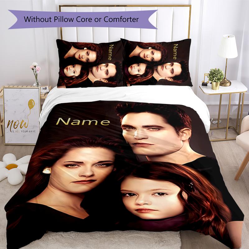 3pcs Custom Name The Twilight Saga Bedding Set Duvet Cover Closure Includes 1 Duvet Cover & 2 Pillowcases for All Seasons Bedroom Decor