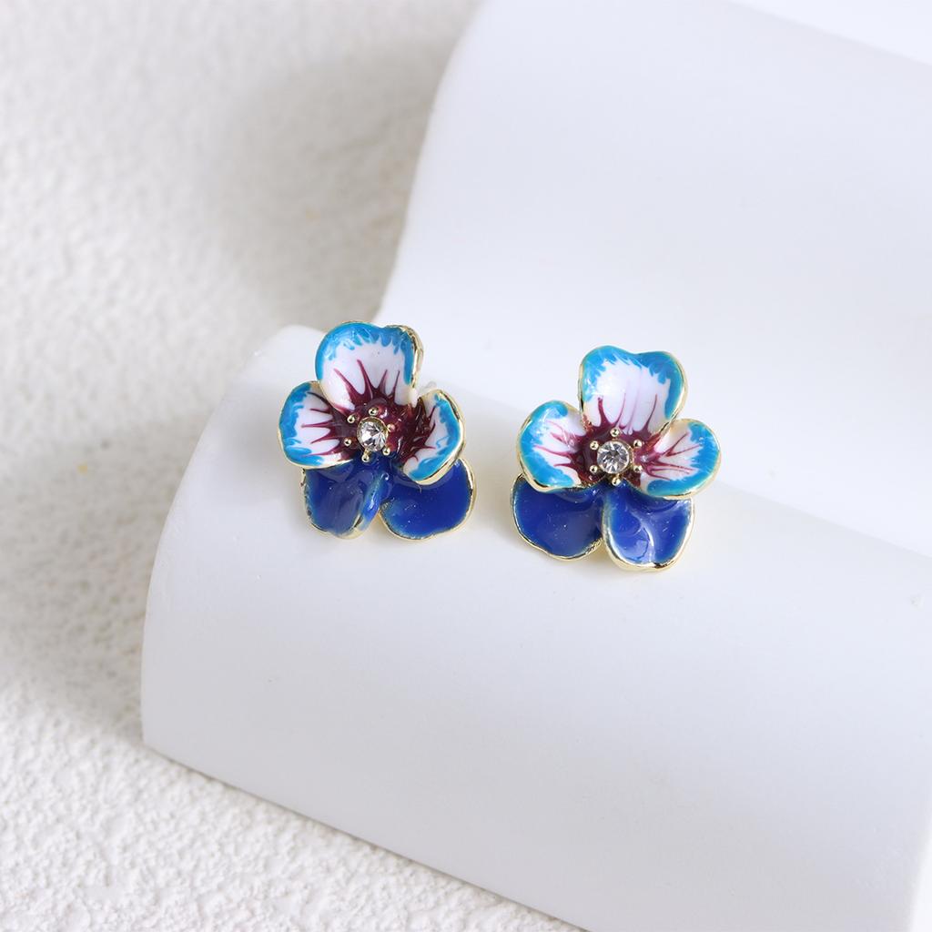 Color Contrast Daisy Flower Earrings Niche Design Sensitive Mori Oil Drip Earrings In Wind Earrings