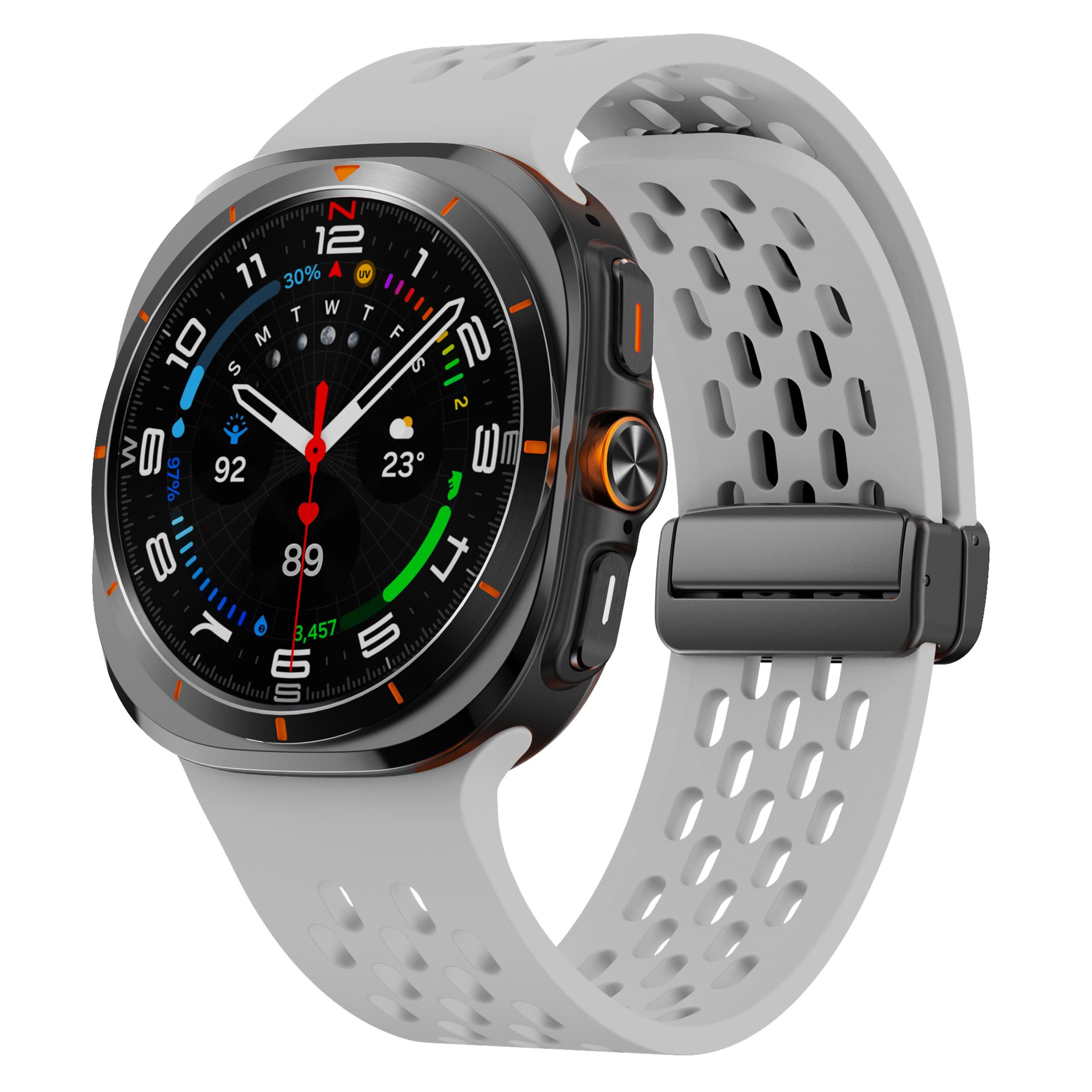 

Магнитный ремешок для Samsung Galaxy Watch Ultra 47 мм аксессуары Дышащий силиконовый ремень Браслет galaxy watch 7 ultra ремешок 47 мм Galaxy Watch Ultra светло-серый