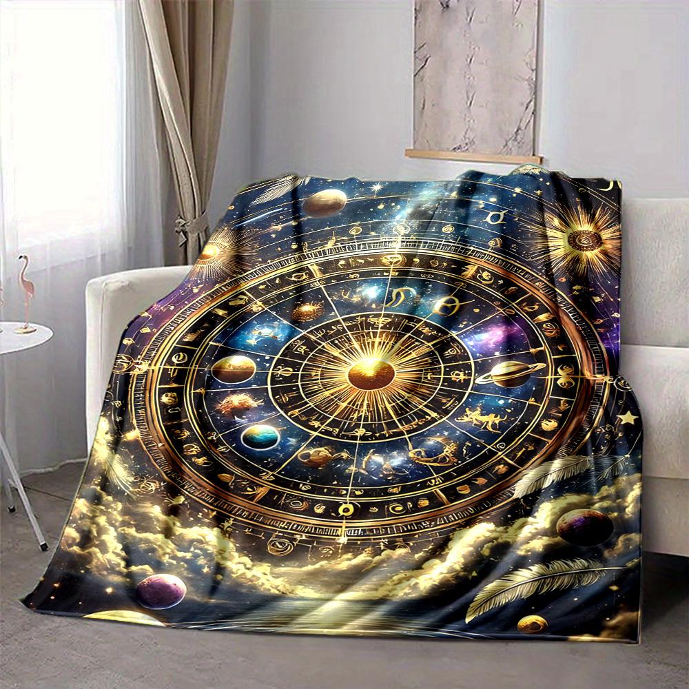 1pc Astrology Wheel Blanket Lightweight Flannel Blanket Throw Blanket For Sofa, Bed, Travel, Camping, Livingroom, Office, Couch, Chair, And Bed Yy2510