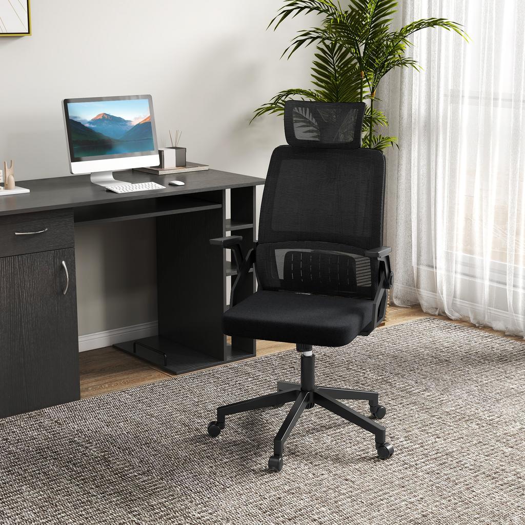 Office Chair Desk Chair Office Chair, height-adjustable, 1 headrest, 60 x 61 x 121.5 cm, Black