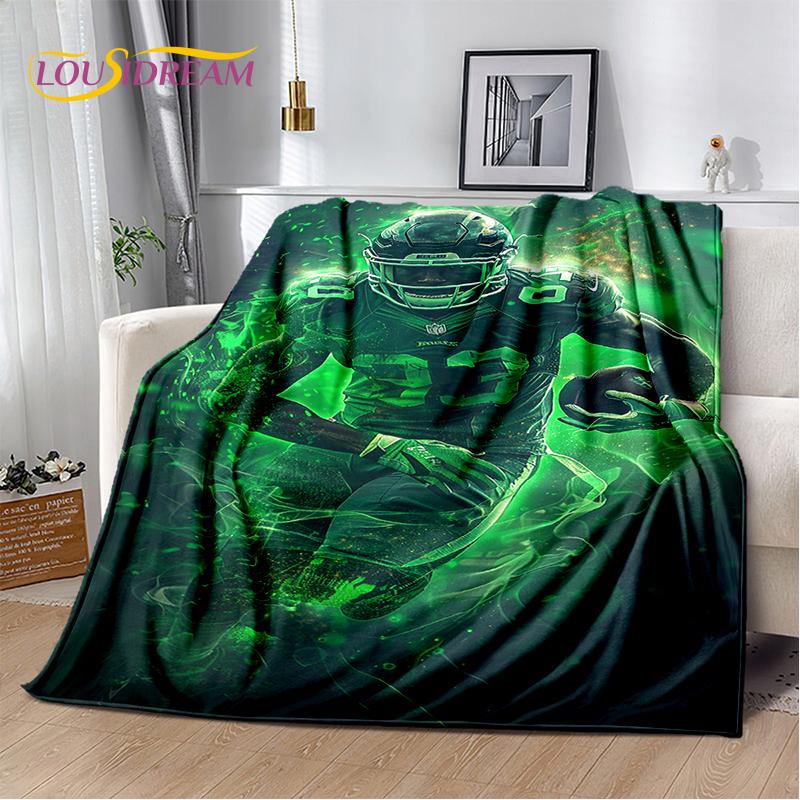 2025 Rugbyfeld Rugby American Football Cartoon Weiche Decke, Weiche Überwurfdecke für Zuhause Schlafzimmer Bett Sofa Reiseabdeckung Kind