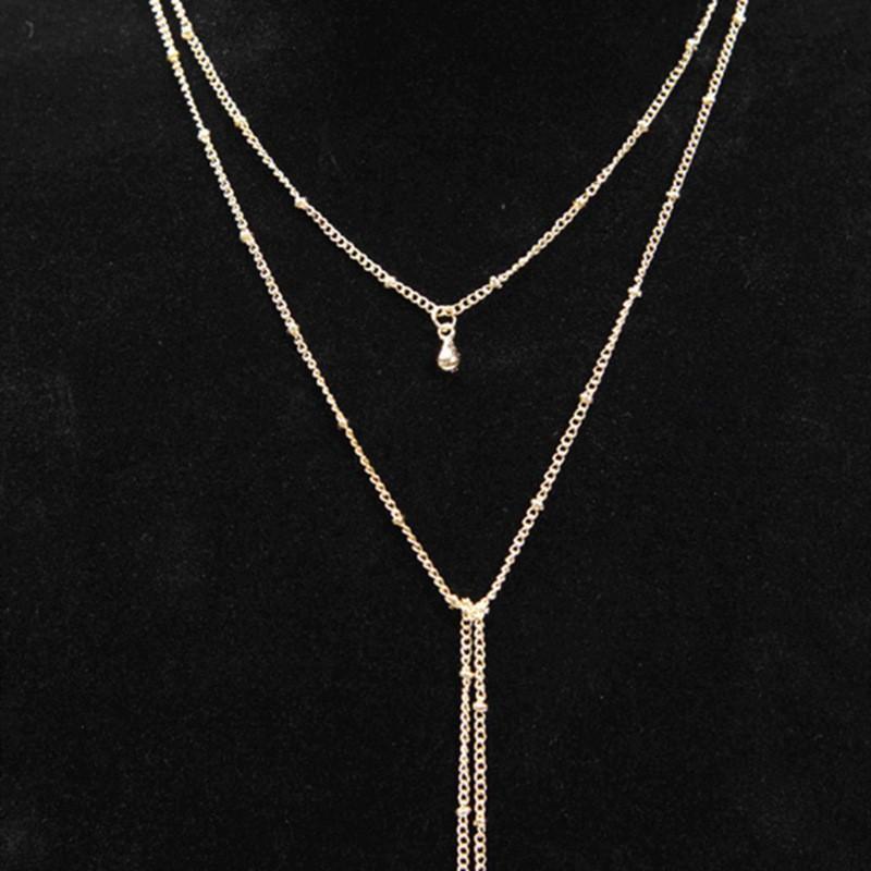 Popular Alloy Fashion Women, Multi-layer Bell Pendant, Copper Bead Chain, Fringed Necklace.