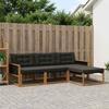 Outdoor Sofa Set with Cushions 4 pcs Natural and Black