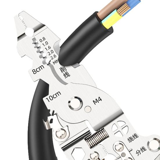 Multi-function Wire Stripper Electricity Tester Folding Wire Stripping Pliers Crimper Cutter Ergonomic Handle Portable