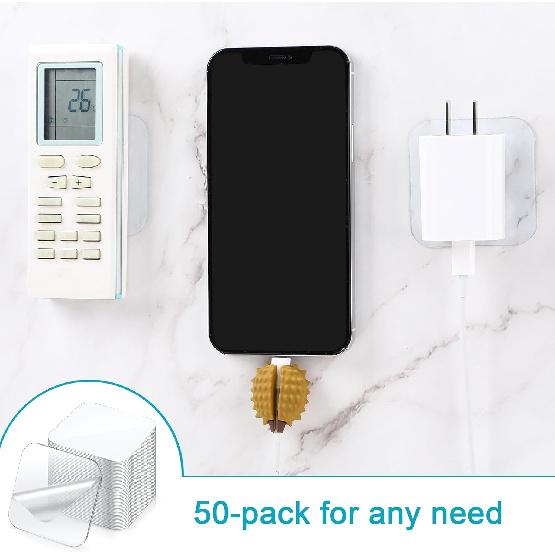 50 Pieces Double Sided Pads Adhesive Tape Clear Sticky Gel Pads Removable Washable Traceless Gel Mounting Tapes for DIY Office Cushion Gripping, 2.4