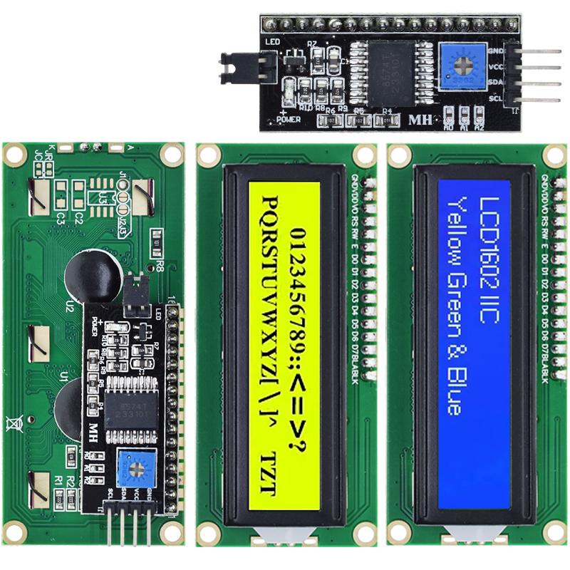 LCD1602 1602 LCD-Modul Blau/Gelb Grüner Bildschirm 16x2 Zeichen LCD-Display PCF8574T PCF8574 IIC I2C Schnittstelle 5V für Arduino