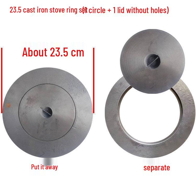 Cast Iron Firewood Stove Ring & Lid: Thickened Rustic Pot and Fire Pit Accessories