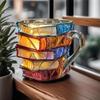 11oz Painted Book Mug Novelty 3d Painted Books Coffee Mug Unique Colorful Resin Books Stack Coffee Cup Collection Gifts