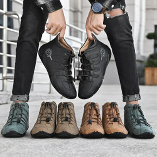 Plus Size Men's High-Top Casual Martin Boots - Warm Cotton Lined for Autumn and Winter