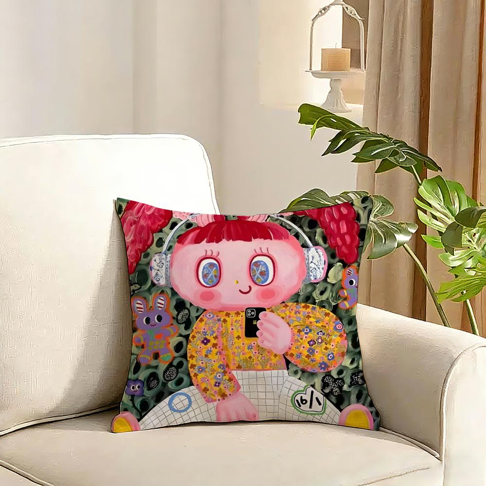 Art KKima artist Cushion Cover Reversible Plush Pillow Cover Soft Fluffy Home Decor for Sofa Bedroom